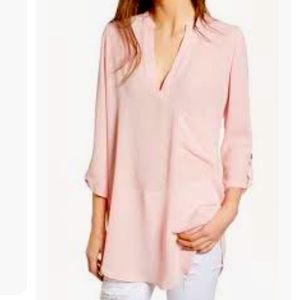 Chiffon tunic with 3/4 roll sleeves